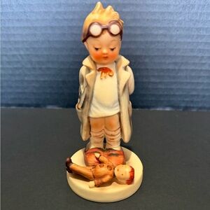 Hummel Ceramic Figurine with Cream and Brown Accents